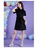 Cherry & Jerry Corduroy Woven Half Sleeves Textured Shirt Style Dress - Black
