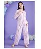Cherry & Jerry Cotton Woven Full Sleeves Striped & Heart Printed Coordinating Shirt & Pajama Night Suit - Light Pink