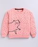 Kidcity Cotton Looper Knit Full Sleeves Cat Printed Light Winter Sweatshirt - Peach