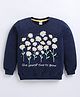 Kidcity Fleece Knit Full Sleeves Floral Printed Light Winter Sweatshirt - Navy Blue