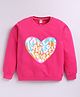 Kidcity Fleece Knit Full Sleeves Heart Printed Light Winter Sweatshirt - Pink