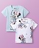 Babyoye Disney Single Jersey Knit Half Sleeves T-Shirt with Minnie Mouse Graphics Pack of 2 - Light Blue & White