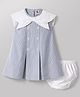 ToffyHouse Cotton Woven Frocks with Bloomer/Short Sleeveless Sailor Collar White 3-6 Months