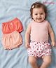 Honeyhap Premium 100% Cotton Knit With Bio Finish Bloomers with Floral Print Pack of 3 - Tropical Peach Bright White & Peach Echo