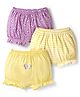 Honeyhap Premium 100% Cotton Knit Striped & Butterfly Printed Bloomers Pack of 3 - Bright White Yellow Iris & Orchid Bouquet