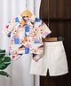Mark & Mia Cotton Half Sleeves Shirt & Shorts Set with House Print - Multicolor