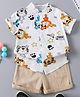 Mark & Mia Cotton Half Sleeves Shirt & Shorts Set with Animal Print - Multicolor