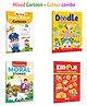My First Copy to Colour - Cartoons, DOODLE COLOURING FOR KIDS - YELLOW EDITION and more :- Cartoon colouring, doodle art fun, moral stories and emoji reward stickers | Combo of 4 books
