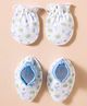 Babyhug 100% Cotton Knit Mittens & Booties with Floral Print - White
