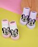 Yellow Bee Cotton Knit Pack Of 2 Mickey & Friends Featuring Minnie Mouse Printed Socks - Pink & Purple