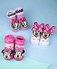 Yellow Bee Pack Of 3 Disney Mickey & Friends Featuring Character Applique Detailed Anti Skid Socks - Pink