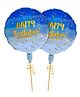 Amfin Happy Birthday Round Foil Balloons Blue - Pack of 2