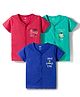 Simply Sinker Knit Half Sleeves Jhablas With Text Print Pack of 3 - Red Blue & Green