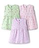 Simply Sinker Knit Sleeveless Front Open Frocks with Print Pack of 3 - Pink Lilac & Mint