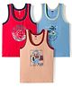 Simply Sinker Knit Sleeveless Printed Vests Pack of 3 - Red Beige & Blue