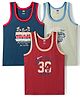 Simply Sinker Knit Sleeveless Printed Vests Pack of 3 - Blue Green & Brown