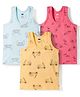 Simply Sinker Knit Sleeveless Printed Vests Pack of 3 - Pink Yellow & Blue