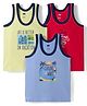 Simply Sinker Knit Sleeveless  Vests With Beach Print Pack of 3 - Red, Lime & Blue