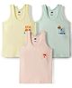 Simply Sinker Knit Sleeveless Vests With Beach Print Pack of 3 - Yellow Mint & Cream