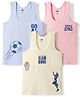 Simply Sinker Knit Sleeveless  Vests With Sports Print Pack of 3 - Pink Yellow & Blue