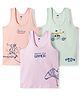 Simply Sinker Knit Sleeveless Printed Vests Pack of 3 - Lilac Peach & Mint
