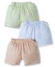 Simply Muslin Woven Knee Length Shorts With Checks Pack Of 3 - Light Blue Green & Cream