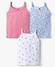 Simply Sinker Knit Sleeveless Slips with Floral & Polka Dots Print Pack of 3 - Pink Blue & White