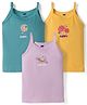 Simply Sinker Knit Sleeveless Slips with Floral Planet & Mushroom Print Pack of 3 - Lilac Yellow & Teal