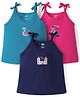 Simply Sinker Knit Sleeveless Slips with Dino & Swan Print Pack of 3 - Turquoise Fuchsia & Navy Blue