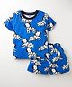 Simply Sinker Knit Half Sleeves T-Shirt & Shorts Set with Zebra Print - Royal Blue
