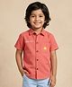 Polka Tots Cotton Woven Half Sleeves Typography Back Printed Shirt - Red