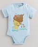 Polka Tots Cotton Knit Half Sleeves Sweet Girl Printed Folden Mittens Rompers  - Sky Blue