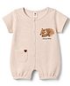 ToffyHouse Interlock Knit Half Sleeves Rompers With Teddy Bear Print - Beige