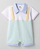 ToffyHouse Interlock Knit Half Sleeves Striped Romper - Multicolor