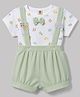 ToffyHouse Interlock Knit Woven Half Sleeves T-Shirt & Shorts With Animal Print & Applique - Light Green