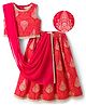 EARTHY TOUCH Cotton Knit Sleeveless Choli Lehenga Set with Dupatta & Floral Glitter Print - Red