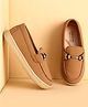 Babyoye Slip On Party Wear Shoes With Applique - Tan