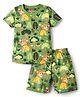 Babyhug Cotton Knit Half Sleeves Jungle Theme Printed Co-Ords T-Shirt & Shorts Night Suit - Green