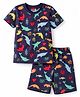 Babyhug Cotton Knit Half Sleeves Sea Life Printed Co-Ords T-Shirt & Shorts Night Suit - Navy Blue