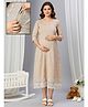 Dummy Shape Cotton Woven Three Fourth Sleeves Lace Embellished Kurti With Side Zipper Nursing Access - Light Brown