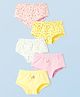 Honeyhap Premium  Cotton Elastane Knit Panties With Bio Finish & Floral Print Pack of 5 - Primrose Pink Yellow Iris & Bright White
