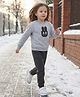 Creative Kids Cotton Woven Full Sleeves Animal Applique Sweatshirt & Jogger Set - Grey