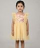 Creative Kids Woven Sleeveless Threadwork Embroidered  Dress - Pink & Yellow