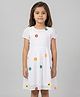 Creative Kids Cotton Woven Half Sleeves  Floral Embroidered Dress - White