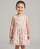 Creative Kids Woven Sleeveless Floral Printed Dress - Green & Pink