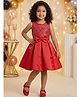 Creative Kids Woven Sleeveless Sequins Embellished Bow Applique Dress - Red