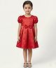 Creative Kids Woven Half Sleeves Bow Applique Detailed  Dress - Red
