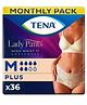 TENA Lady Plus Incontinence Pants Medium (M) | High Waist Adult Diapers | Pack of 4 - 9 Pieces Each