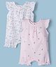 I Bears Interlock Knit Sleeveless Floral Printed Rompers Pack of 2 - White & Pink