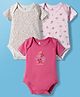 I Bears Interlock Knit Half Sleeves Floral Printed Onesies Pack of 3 - White & Pink